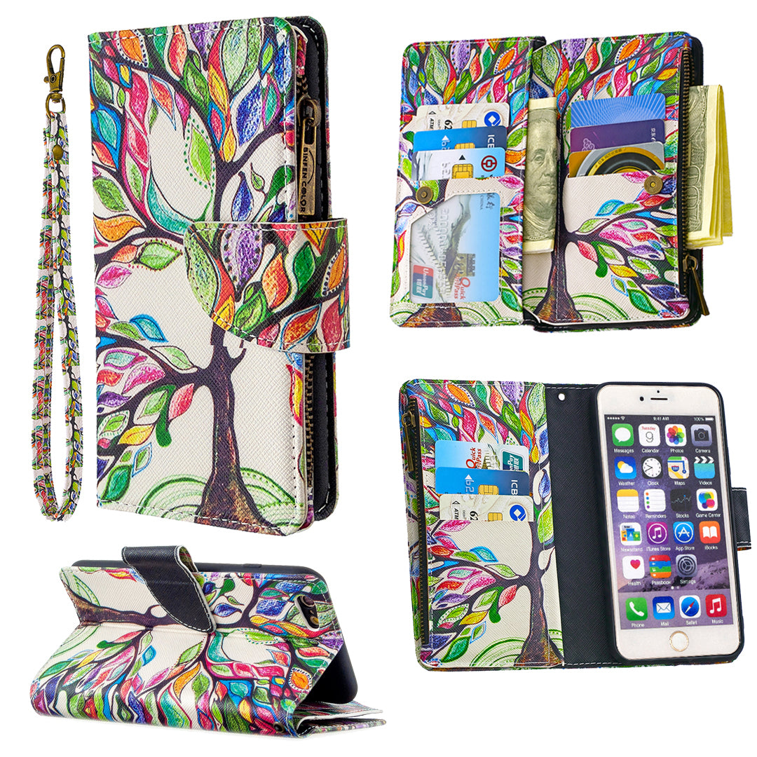 BF03 Pattern Printing Zipper Wallet Leather Protective Shell for iPhone 6 Plus/6S Plus 5.5 inch