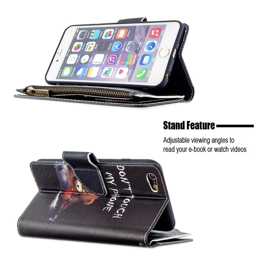 BF03 Pattern Printing Zipper Wallet Leather Protective Shell for iPhone 6 Plus/6S Plus 5.5 inch