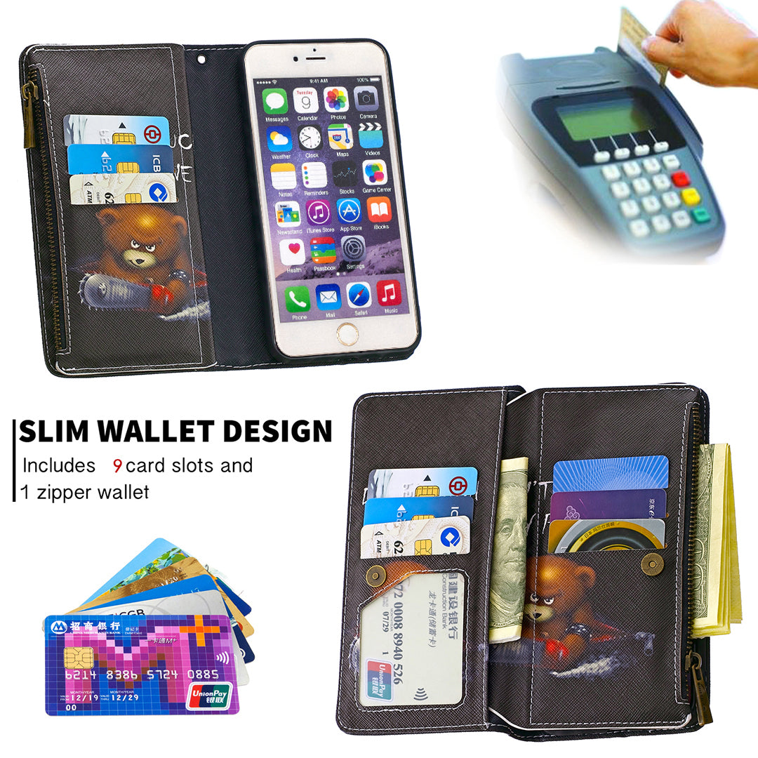 BF03 Pattern Printing Zipper Wallet Leather Protective Shell for iPhone 6 Plus/6S Plus 5.5 inch