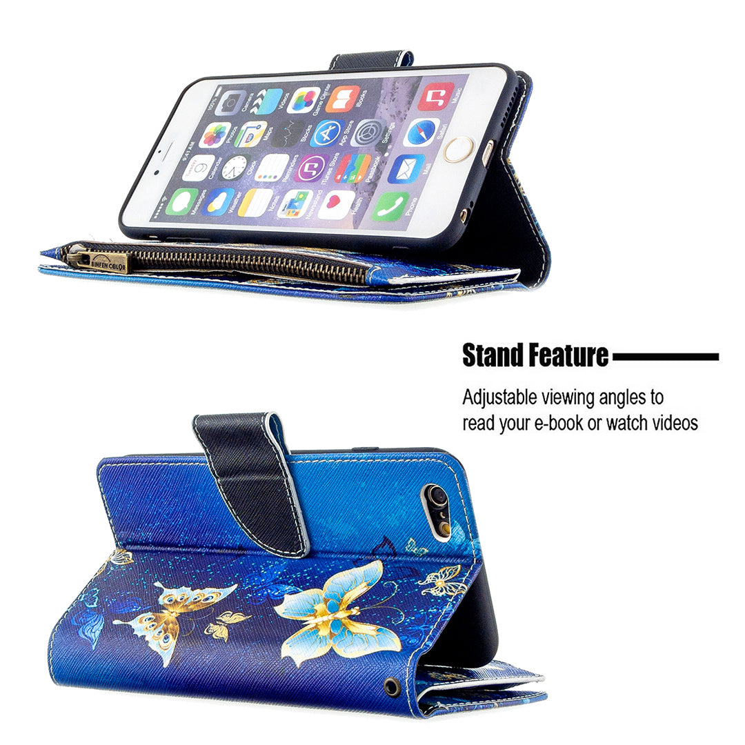 BF03 Pattern Printing Zipper Wallet Leather Protective Shell for iPhone 6 Plus/6S Plus 5.5 inch