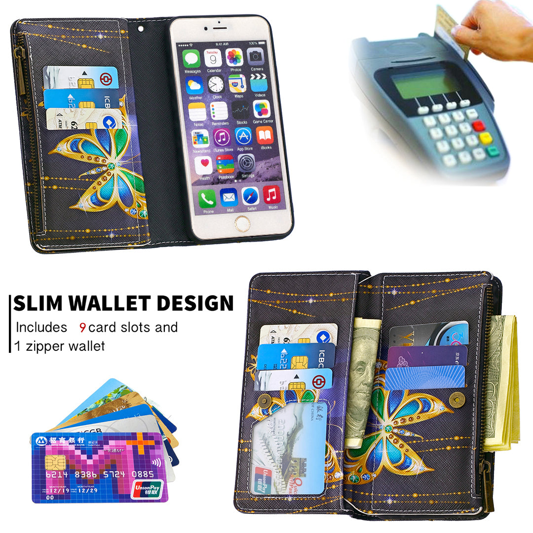 BF03 Pattern Printing Zipper Wallet Leather Protective Shell for iPhone 6 Plus/6S Plus 5.5 inch