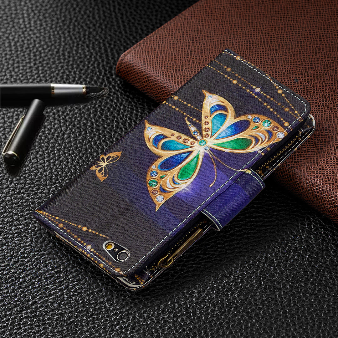 BF03 Pattern Printing Zipper Wallet Leather Protective Shell for iPhone 6 Plus/6S Plus 5.5 inch