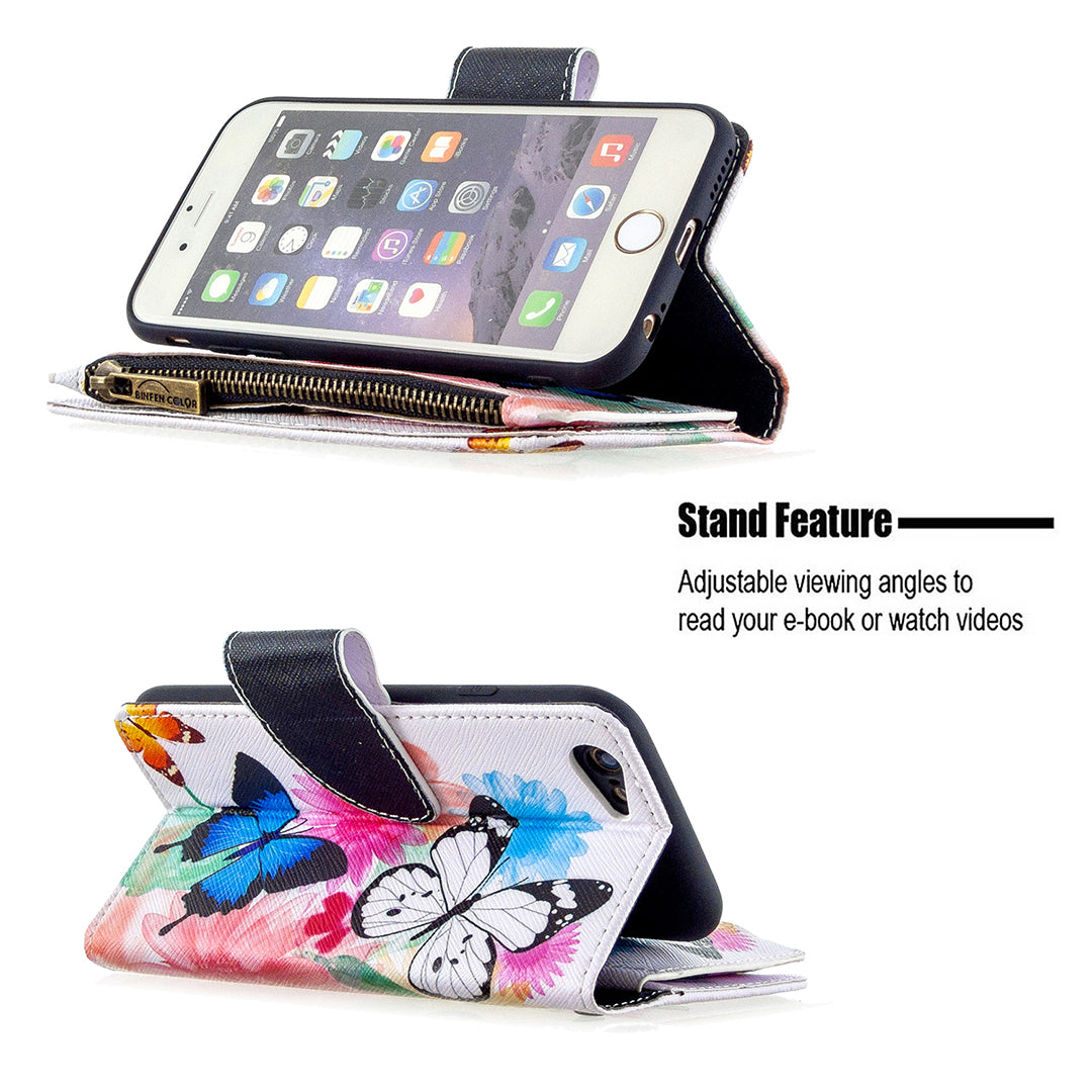 BF03 Pattern Printing Zipper Wallet Leather Protective Case for iPhone 6/6s 4.7-inch
