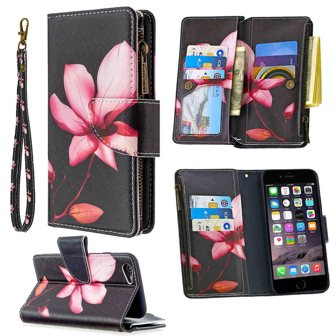 BF03 Pattern Printing Zipper Wallet Leather Protective Case for iPhone 6/6s 4.7-inch