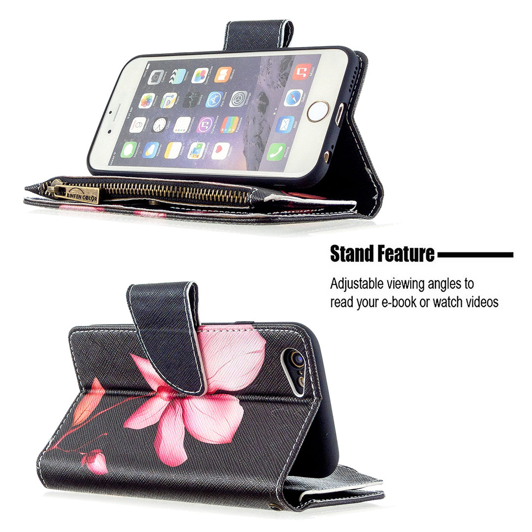 BF03 Pattern Printing Zipper Wallet Leather Protective Case for iPhone 6/6s 4.7-inch