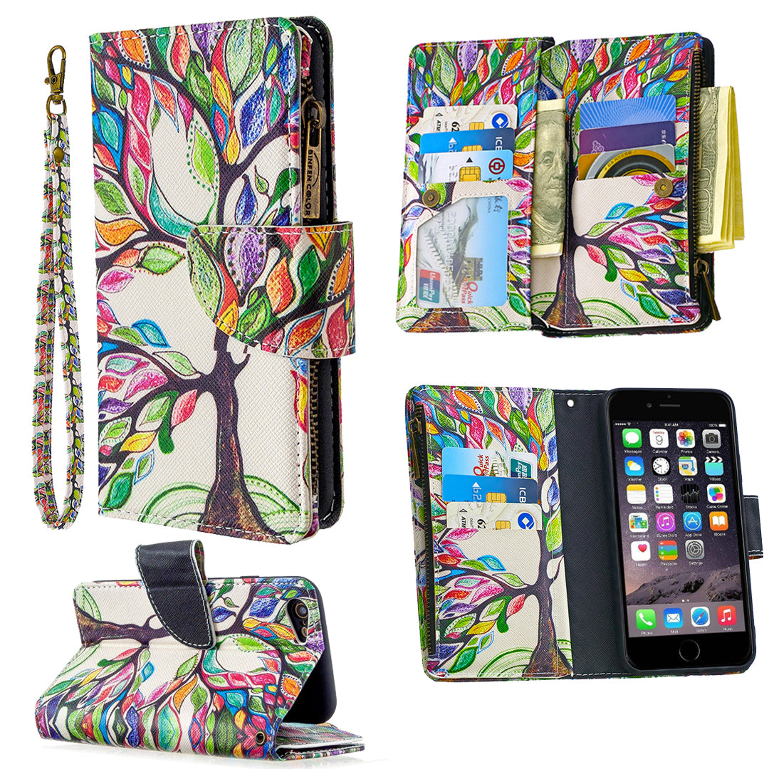 BF03 Pattern Printing Zipper Wallet Leather Protective Case for iPhone 6/6s 4.7-inch