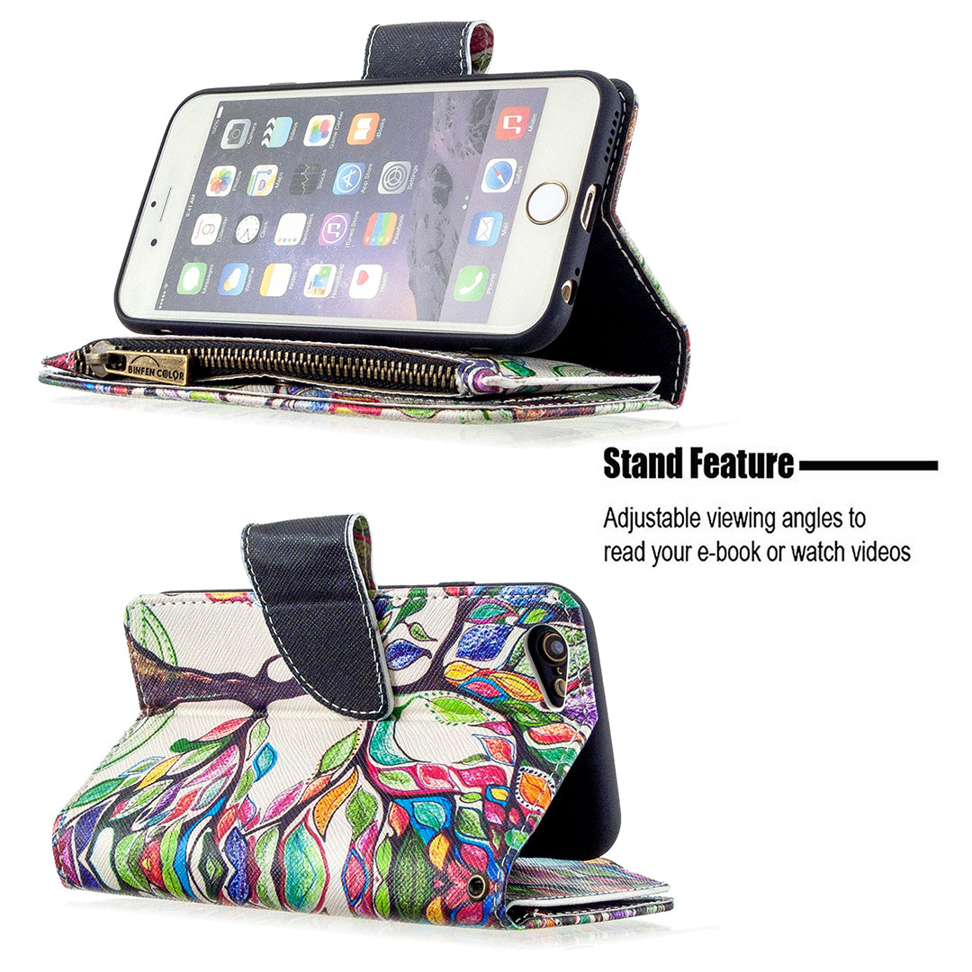BF03 Pattern Printing Zipper Wallet Leather Protective Case for iPhone 6/6s 4.7-inch