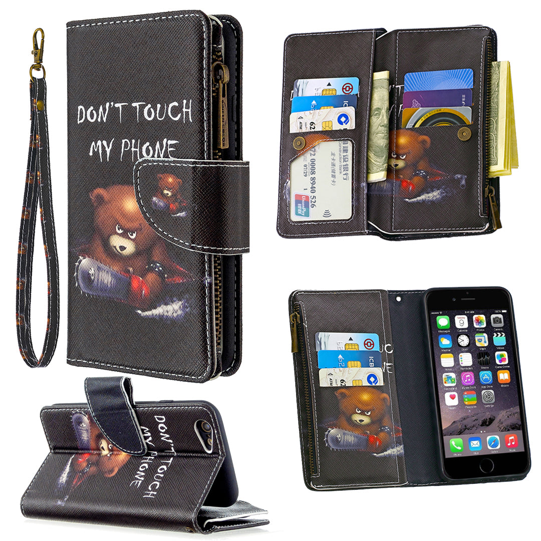 BF03 Pattern Printing Zipper Wallet Leather Protective Case for iPhone 6/6s 4.7-inch