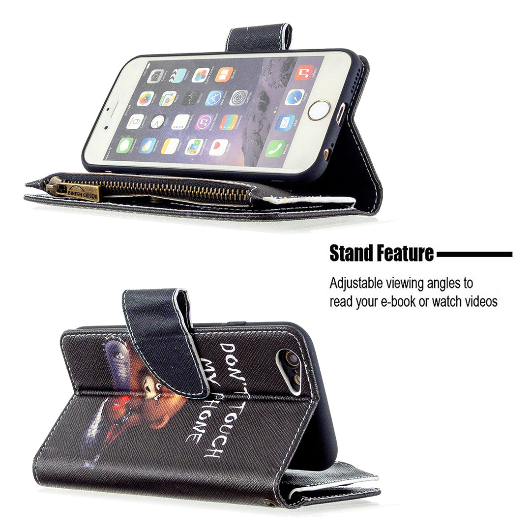 BF03 Pattern Printing Zipper Wallet Leather Protective Case for iPhone 6/6s 4.7-inch