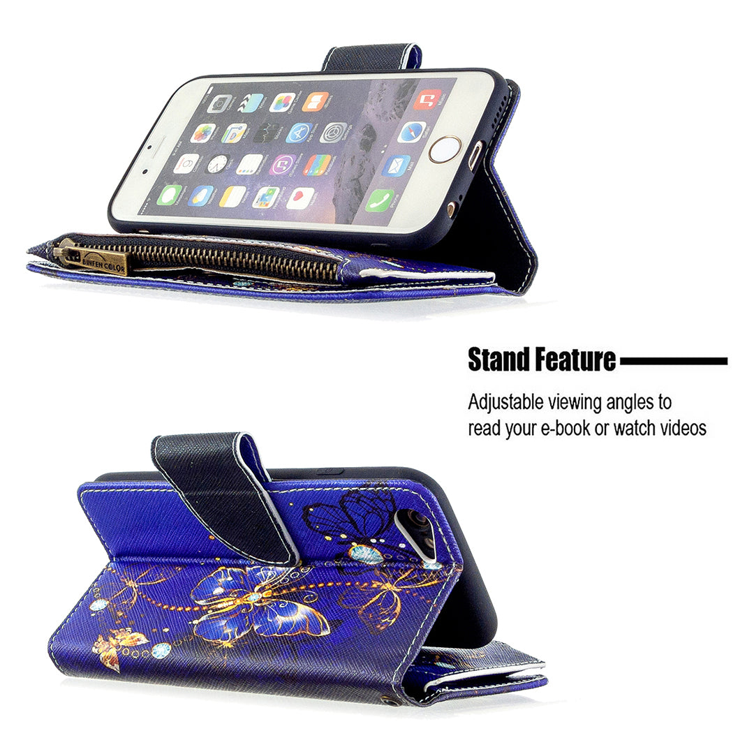 BF03 Pattern Printing Zipper Wallet Leather Protective Case for iPhone 6/6s 4.7-inch