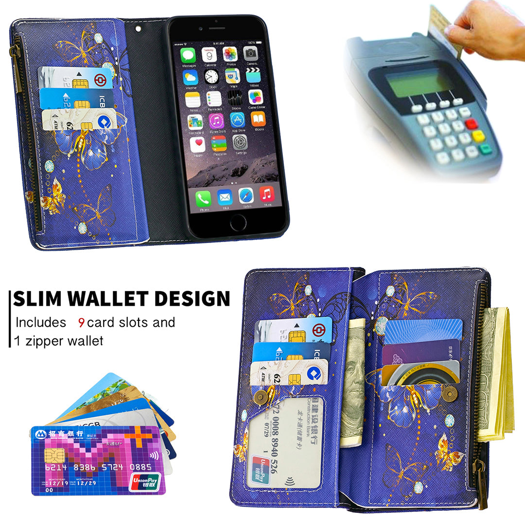 BF03 Pattern Printing Zipper Wallet Leather Protective Case for iPhone 6/6s 4.7-inch