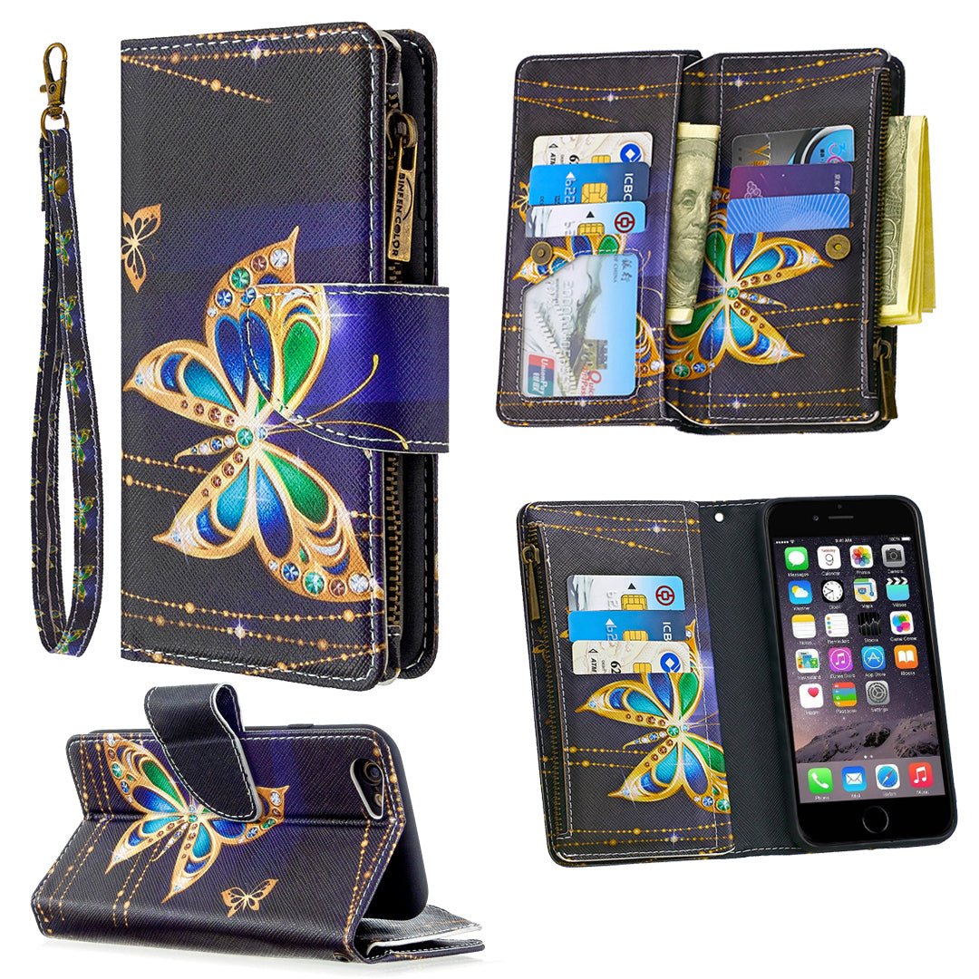 BF03 Pattern Printing Zipper Wallet Leather Protective Case for iPhone 6/6s 4.7-inch