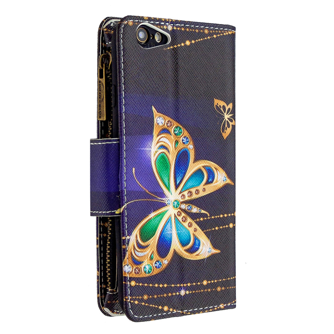 BF03 Pattern Printing Zipper Wallet Leather Protective Case for iPhone 6/6s 4.7-inch