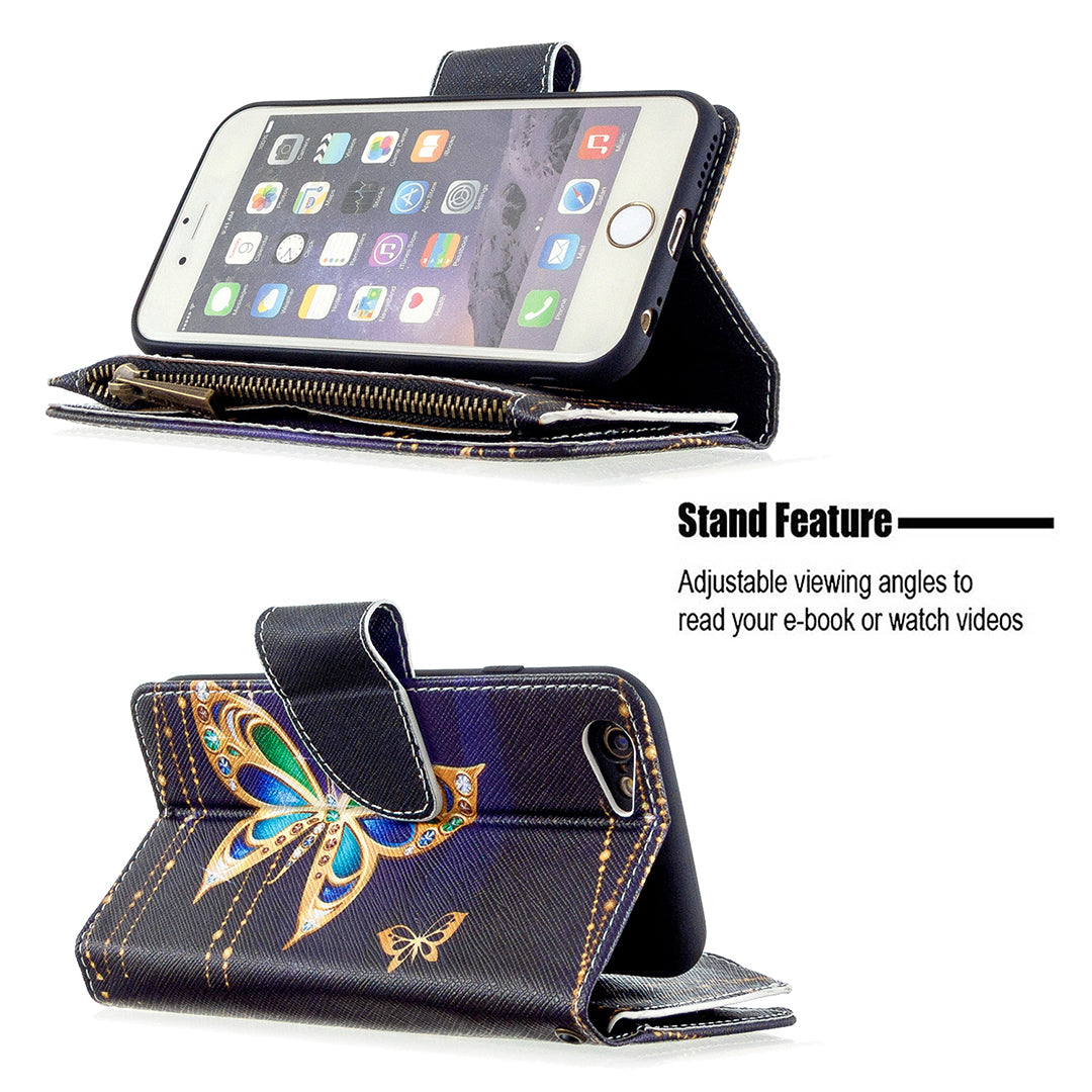 BF03 Pattern Printing Zipper Wallet Leather Protective Case for iPhone 6/6s 4.7-inch