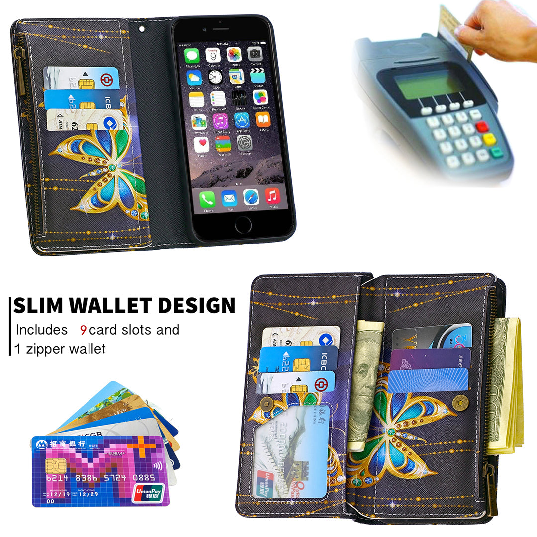 BF03 Pattern Printing Zipper Wallet Leather Protective Case for iPhone 6/6s 4.7-inch