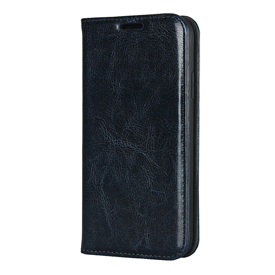 Crazy Horse Texture Genuine Leather Wallet Phone Case for Apple iPhone XR 6.1 inch