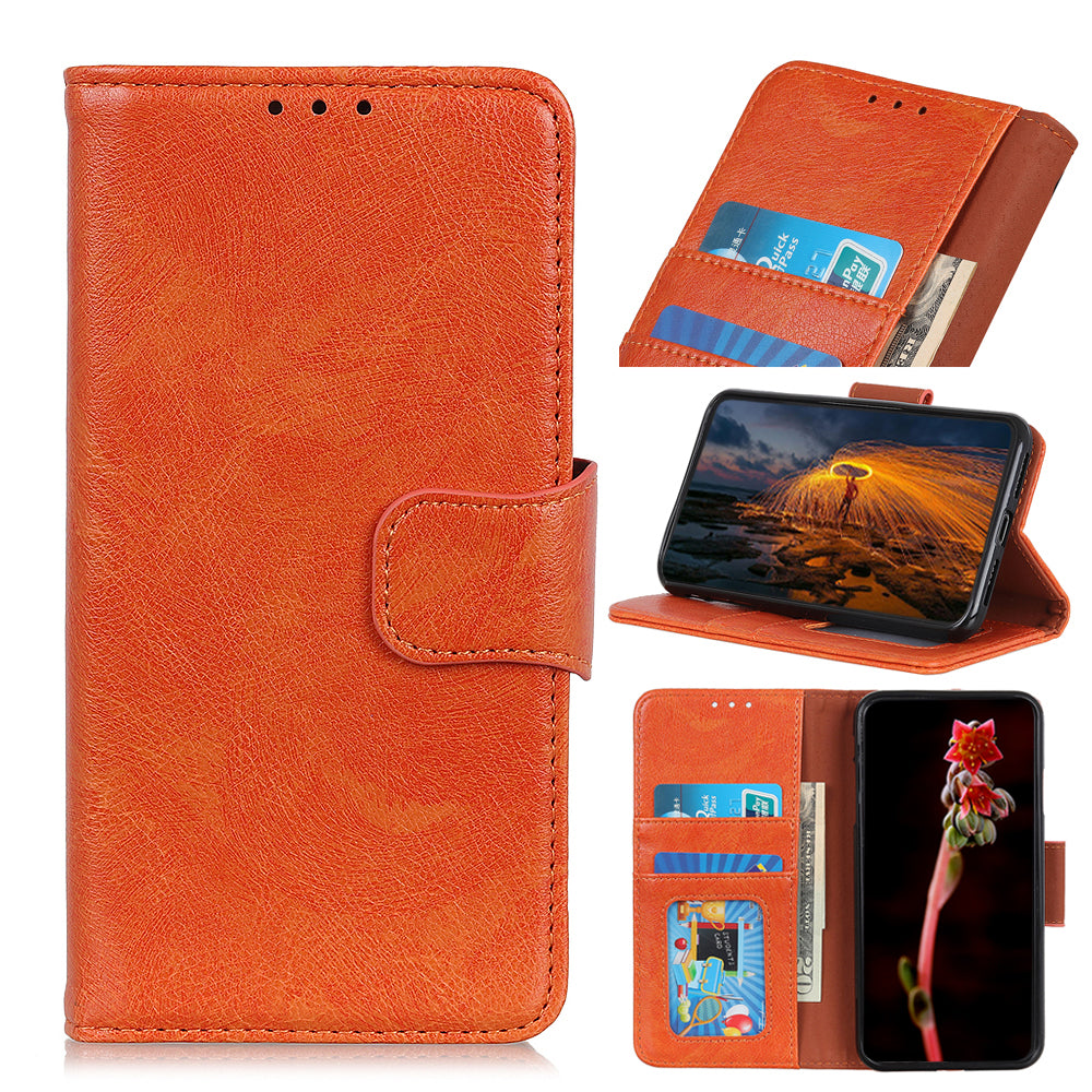Nappa Texture Split Leather Wallet Phone Casing for iPhone 12 Pro/12