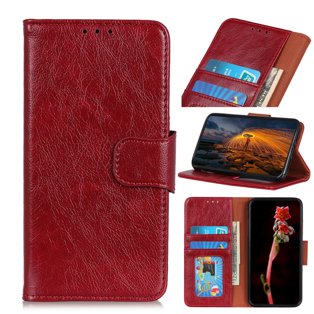 Nappa Texture Split Leather Wallet Phone Casing for iPhone 12 Pro/12