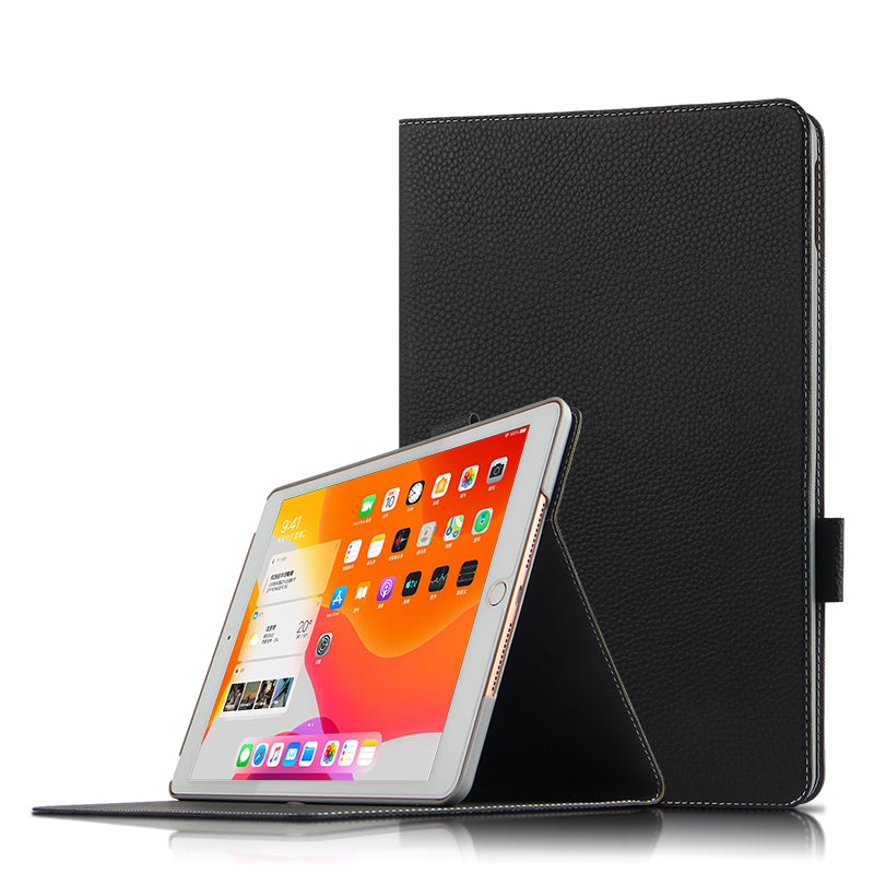 Top Layer Cowhide Leather Stand Shell Case for iPad 10.2 (2021)/(2020)/(2019)