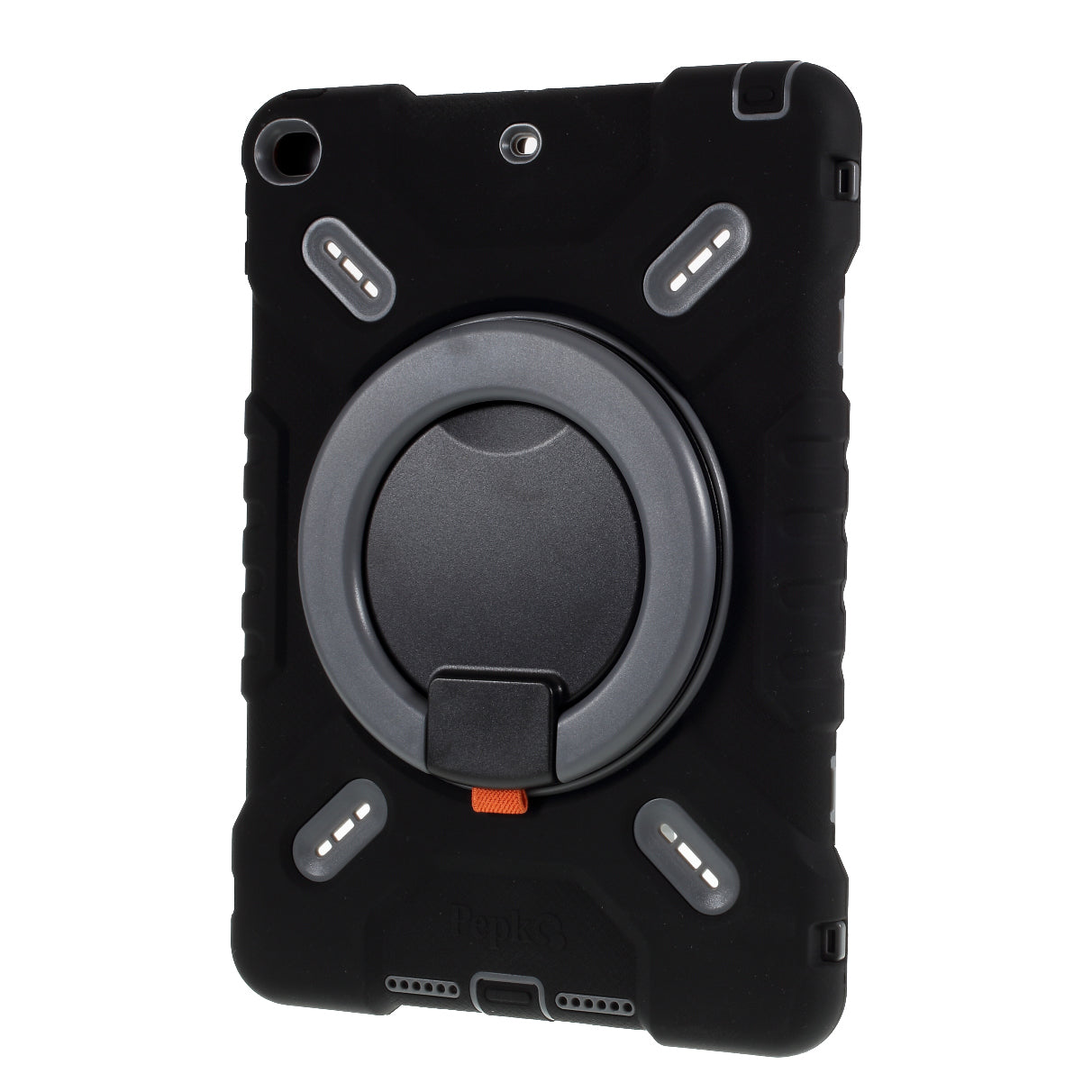 PEPKOO Shock-proof Silicone Plastic Kid Dual Protective Kickstand Case with Shoulder Strap for iPad 10.2 (2021)/(2020)/(2019)/Air 10.5 inch (2019)