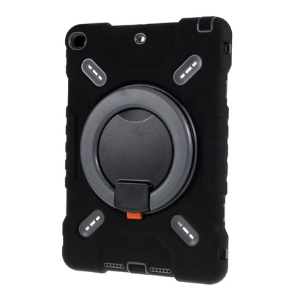 PEPKOO Shock-proof Silicone Plastic Kid Dual Protective Kickstand Case with Shoulder Strap for iPad 10.2 (2021)/(2020)/(2019)/Air 10.5 inch (2019)