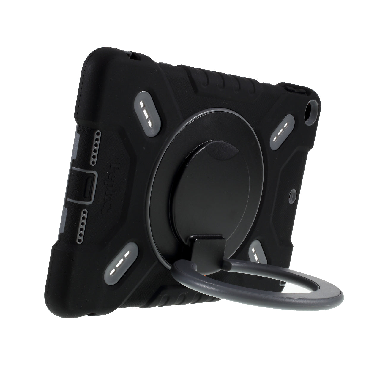 PEPKOO Shock-proof Silicone Plastic Kid Dual Protective Kickstand Case with Shoulder Strap for iPad 10.2 (2021)/(2020)/(2019)/Air 10.5 inch (2019)