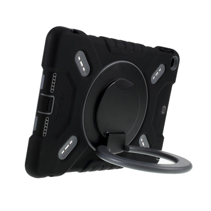 PEPKOO Shock-proof Silicone Plastic Kid Dual Protective Kickstand Case with Shoulder Strap for iPad 10.2 (2021)/(2020)/(2019)/Air 10.5 inch (2019)