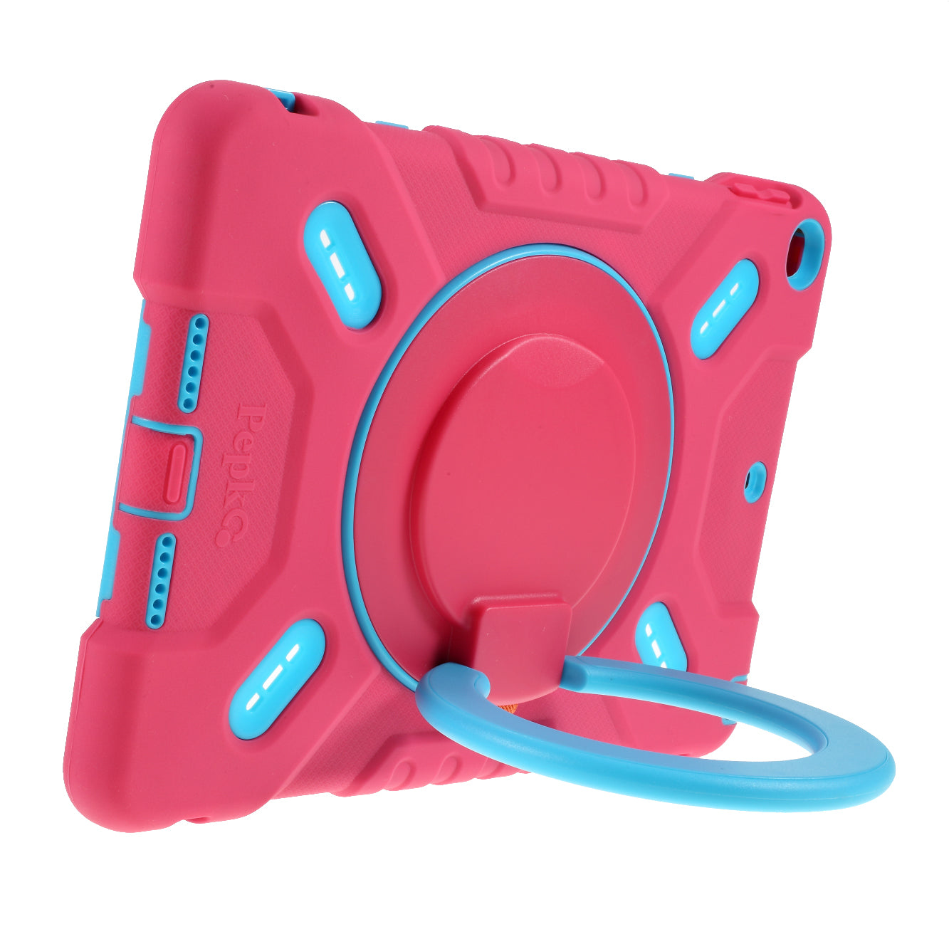 PEPKOO Shock-proof Silicone Plastic Kid Dual Protective Kickstand Case with Shoulder Strap for iPad 10.2 (2021)/(2020)/(2019)/Air 10.5 inch (2019)