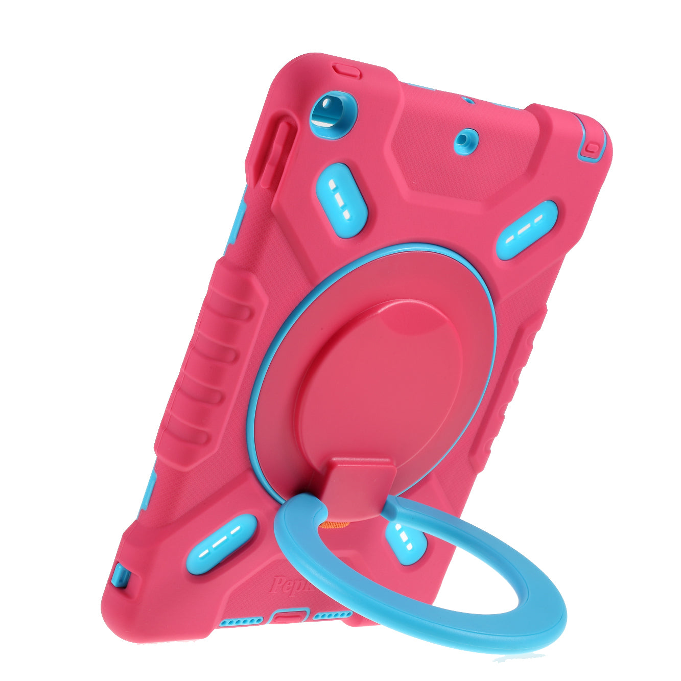 PEPKOO Shock-proof Silicone Plastic Kid Dual Protective Kickstand Case with Shoulder Strap for iPad 10.2 (2021)/(2020)/(2019)/Air 10.5 inch (2019)