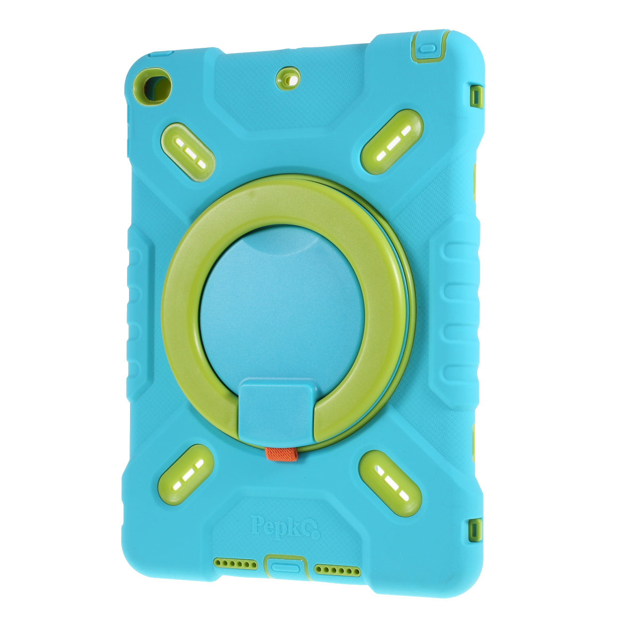 PEPKOO Shock-proof Silicone Plastic Kid Dual Protective Kickstand Case with Shoulder Strap for iPad 10.2 (2021)/(2020)/(2019)/Air 10.5 inch (2019)