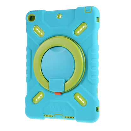PEPKOO Shock-proof Silicone Plastic Kid Dual Protective Kickstand Case with Shoulder Strap for iPad 10.2 (2021)/(2020)/(2019)/Air 10.5 inch (2019)