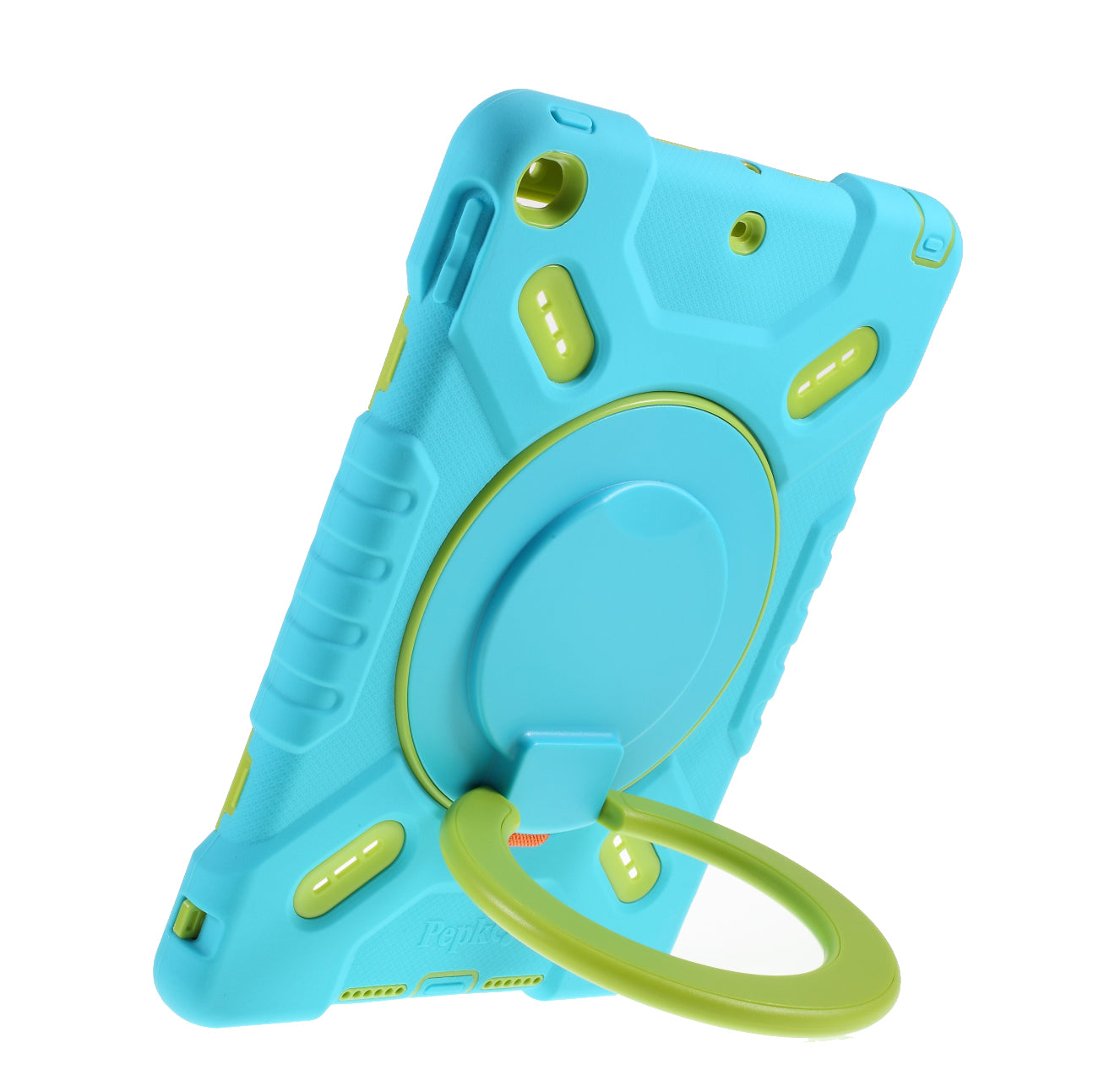 PEPKOO Shock-proof Silicone Plastic Kid Dual Protective Kickstand Case with Shoulder Strap for iPad 10.2 (2021)/(2020)/(2019)/Air 10.5 inch (2019)