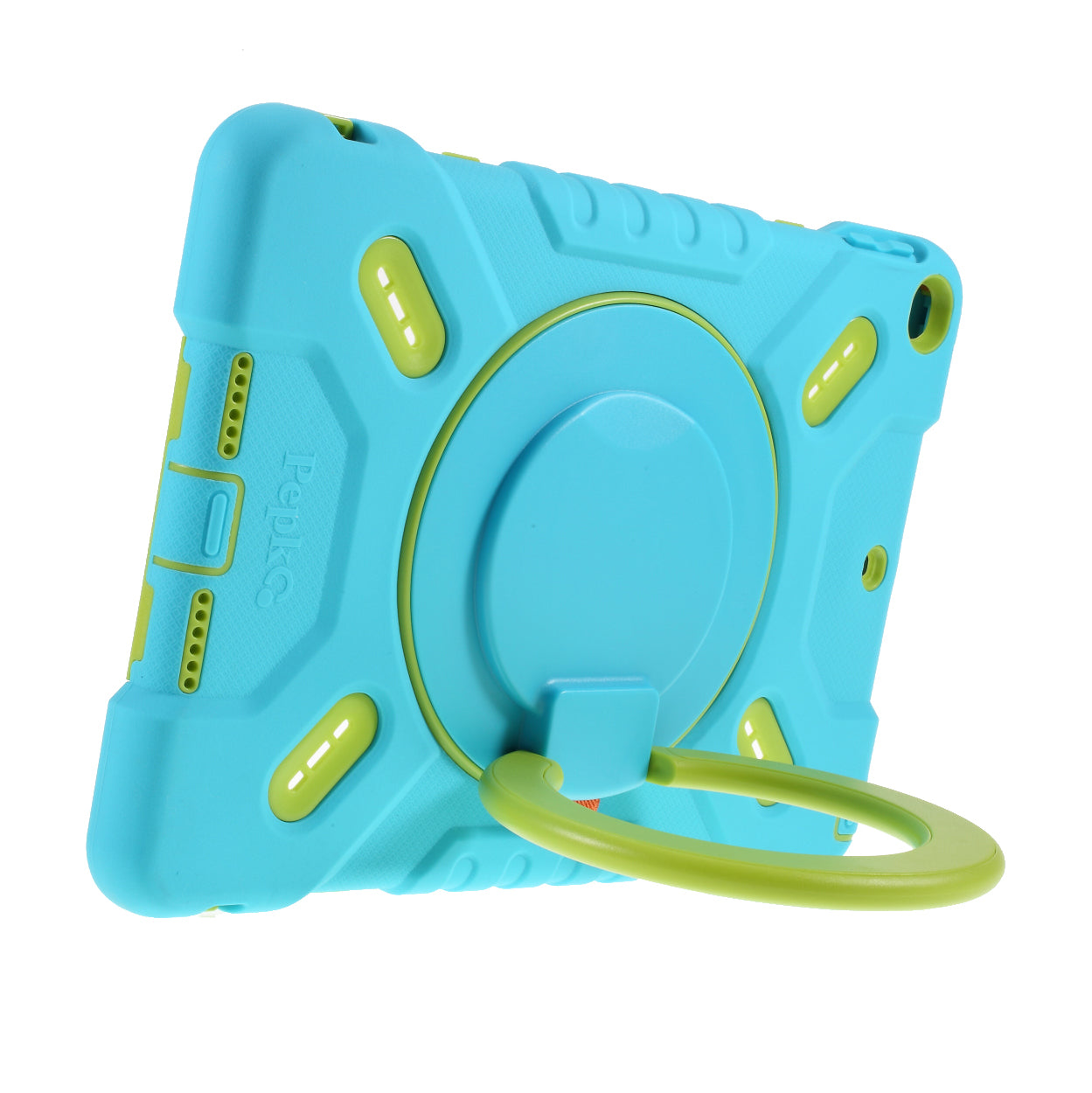 PEPKOO Shock-proof Silicone Plastic Kid Dual Protective Kickstand Case with Shoulder Strap for iPad 10.2 (2021)/(2020)/(2019)/Air 10.5 inch (2019)