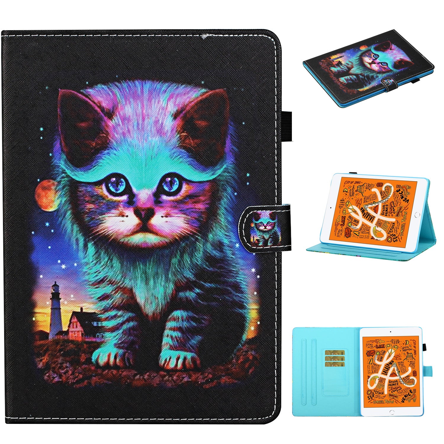 Pattern Printing Card Slots Stand Flip Leather Case for iPad Mini/Mini 2/Mini 3/Mini 4/Mini (2019) 7.9 inch