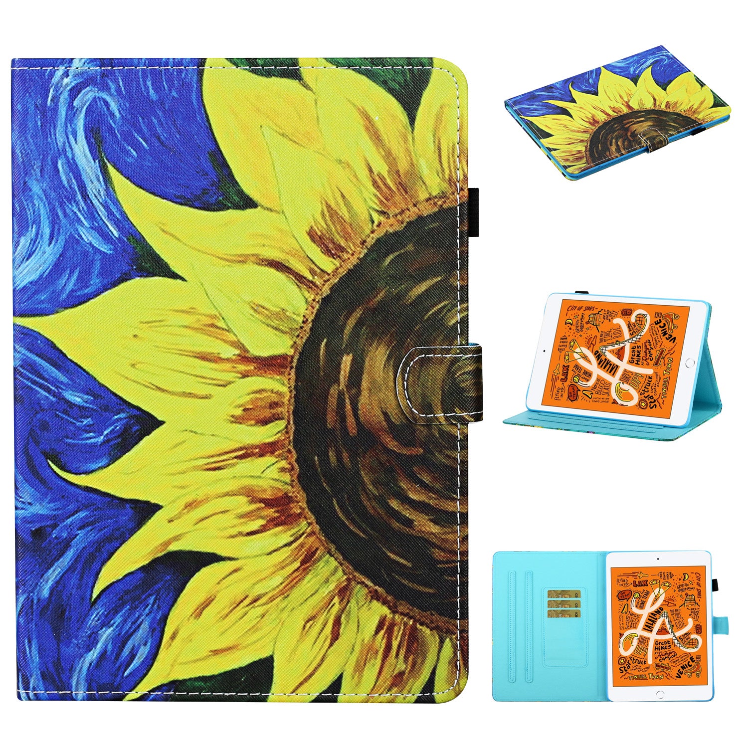 Pattern Printing Card Slots Stand Flip Leather Case for iPad Mini/Mini 2/Mini 3/Mini 4/Mini (2019) 7.9 inch