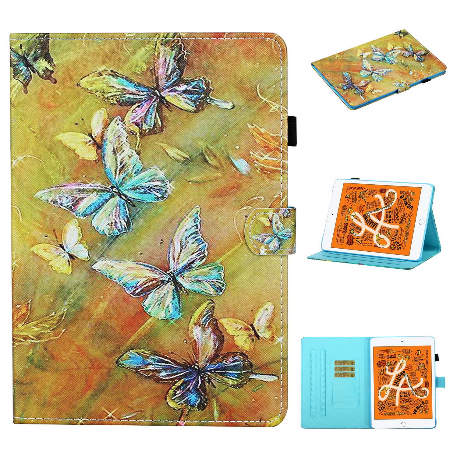 Pattern Printing Card Slots Stand Flip Leather Case for iPad Mini/Mini 2/Mini 3/Mini 4/Mini (2019) 7.9 inch