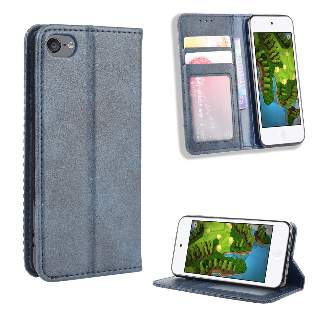 Auto-absorbed Retro PU Leather Wallet Phone Cover for iPod touch 5/touch 6/touch 7
