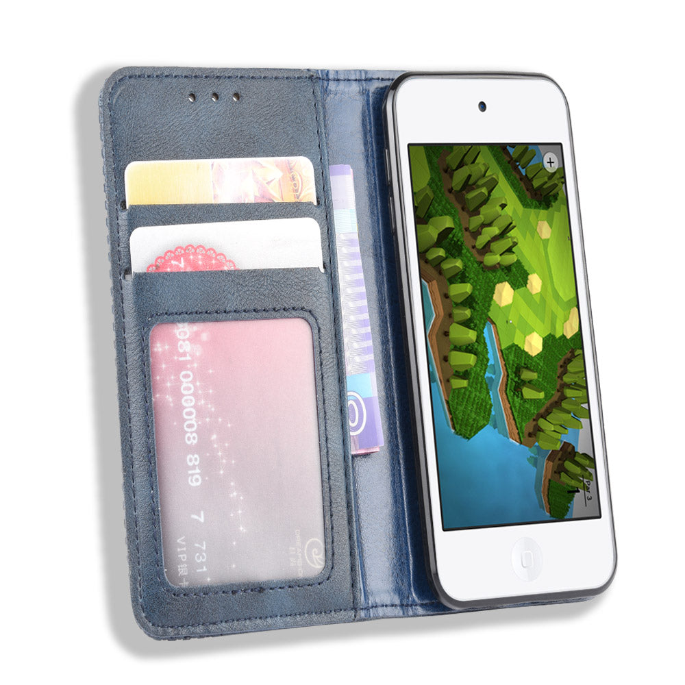 Auto-absorbed Retro PU Leather Wallet Phone Cover for iPod touch 5/touch 6/touch 7