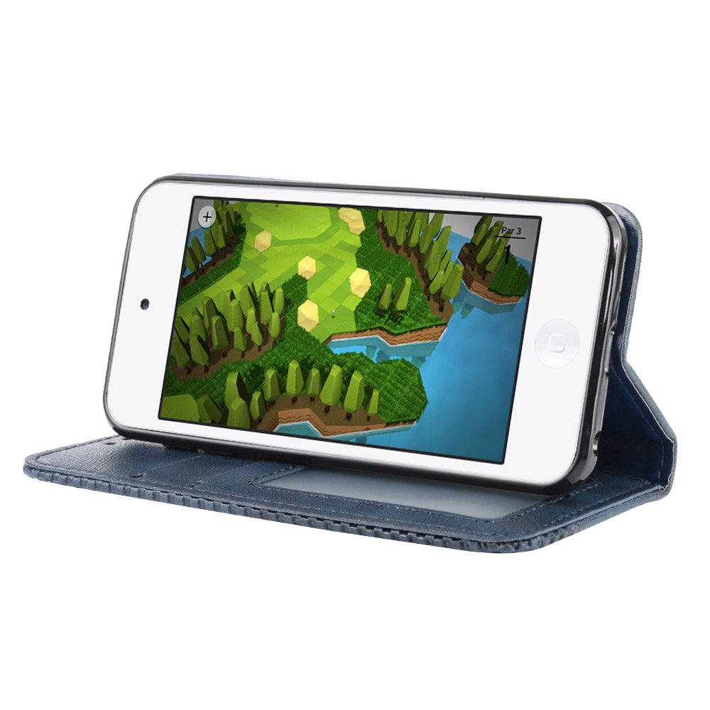 Auto-absorbed Retro PU Leather Wallet Phone Cover for iPod touch 5/touch 6/touch 7
