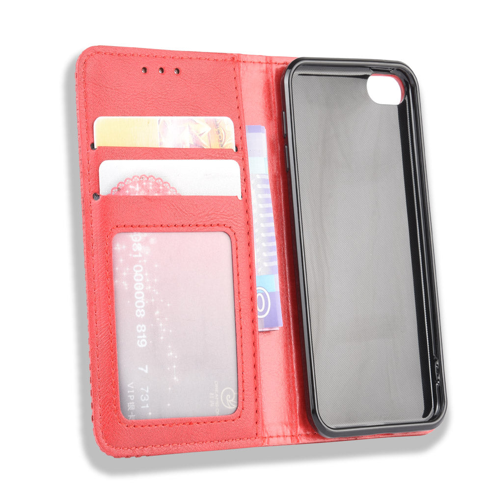 Auto-absorbed Retro PU Leather Wallet Phone Cover for iPod touch 5/touch 6/touch 7