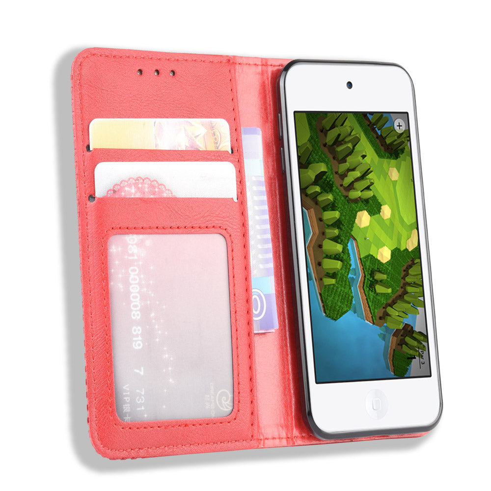 Auto-absorbed Retro PU Leather Wallet Phone Cover for iPod touch 5/touch 6/touch 7