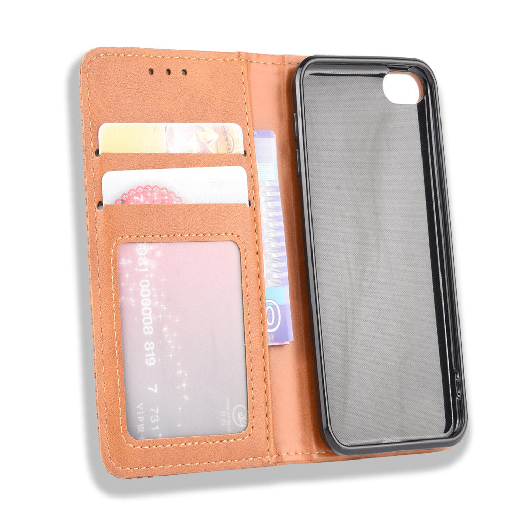 Auto-absorbed Retro PU Leather Wallet Phone Cover for iPod touch 5/touch 6/touch 7