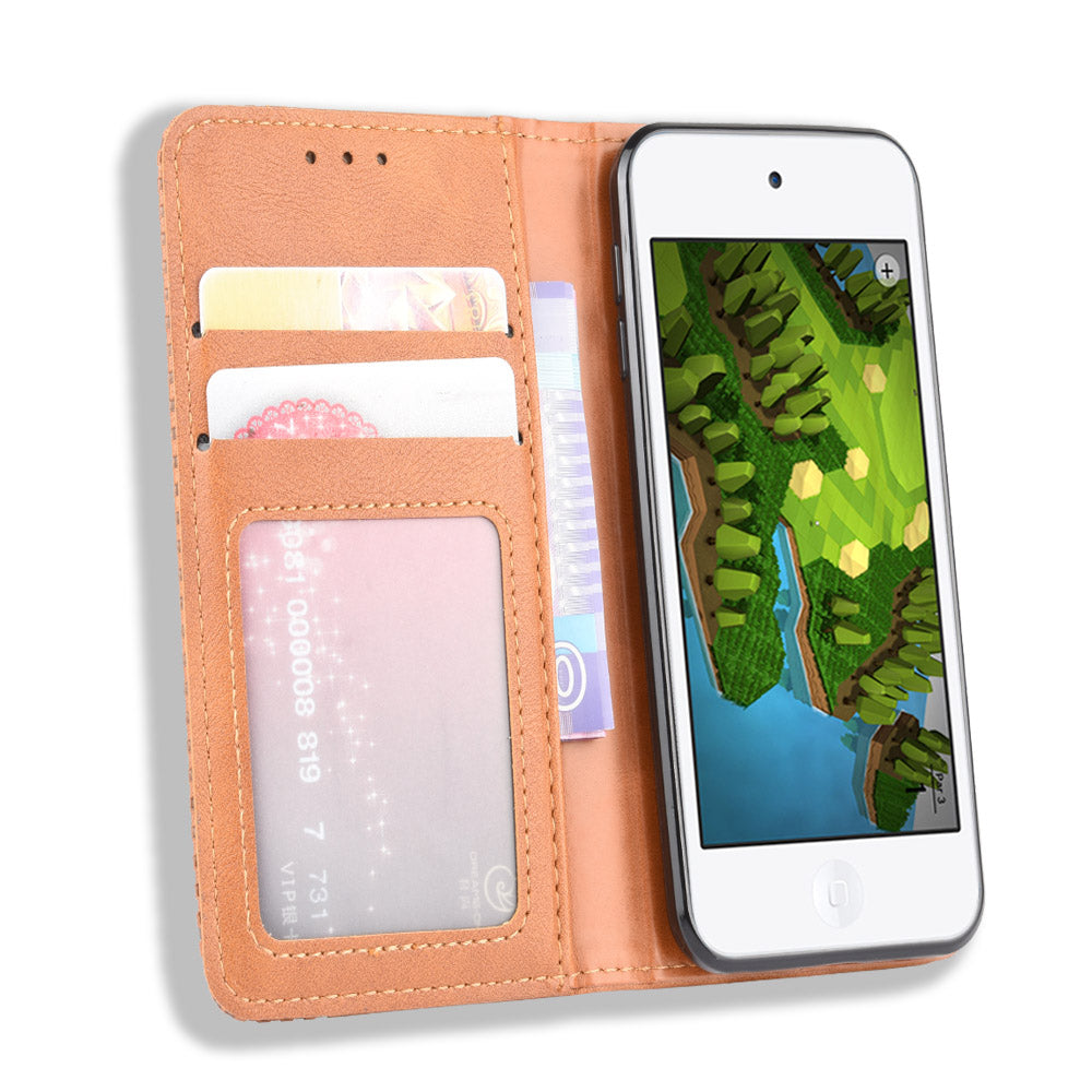 Auto-absorbed Retro PU Leather Wallet Phone Cover for iPod touch 5/touch 6/touch 7