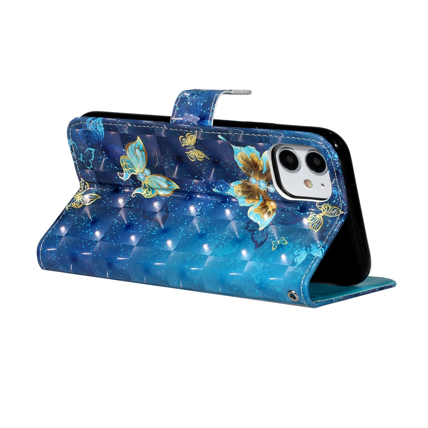 Light Spot Decor Embossed Pattern Leather Wallet Phone Case Shell for Apple iPhone 11 6.1 inch