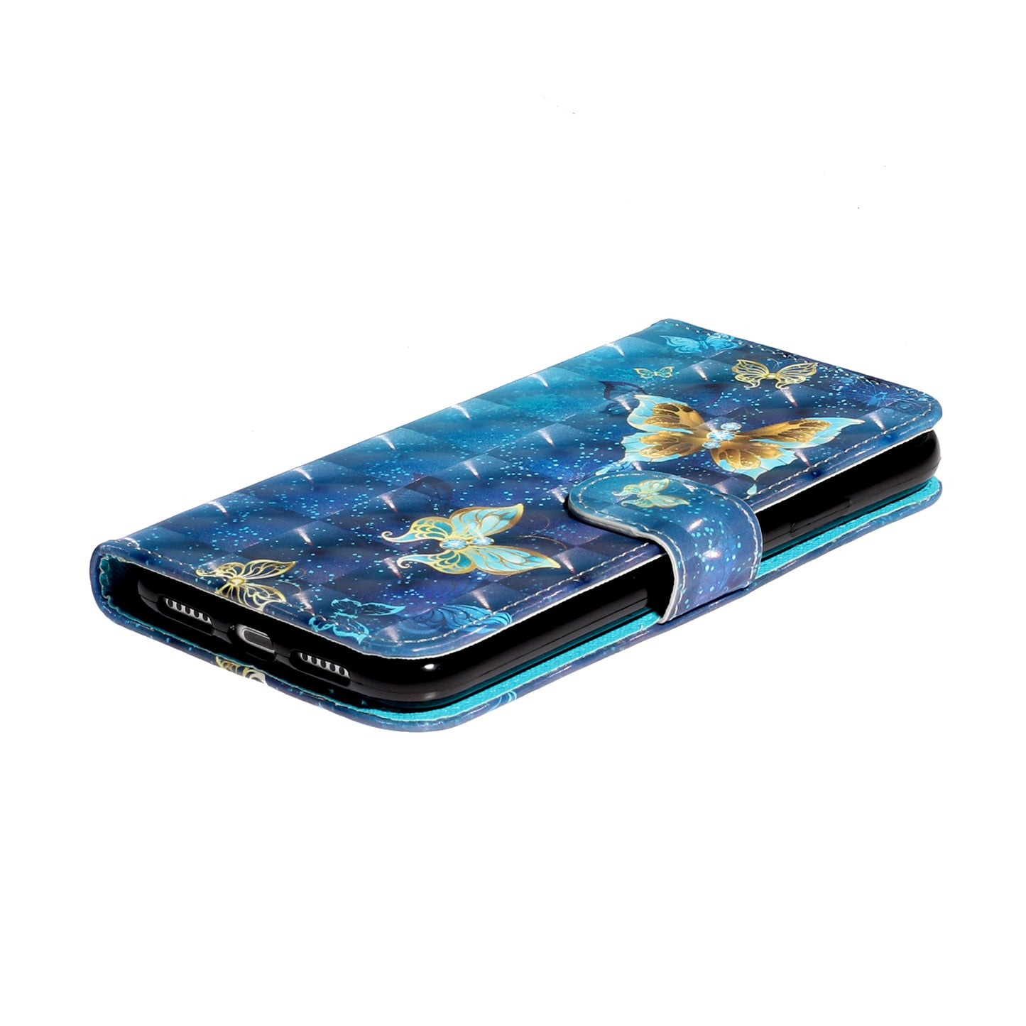 Light Spot Decor Embossed Pattern Leather Wallet Phone Case Shell for Apple iPhone 11 6.1 inch