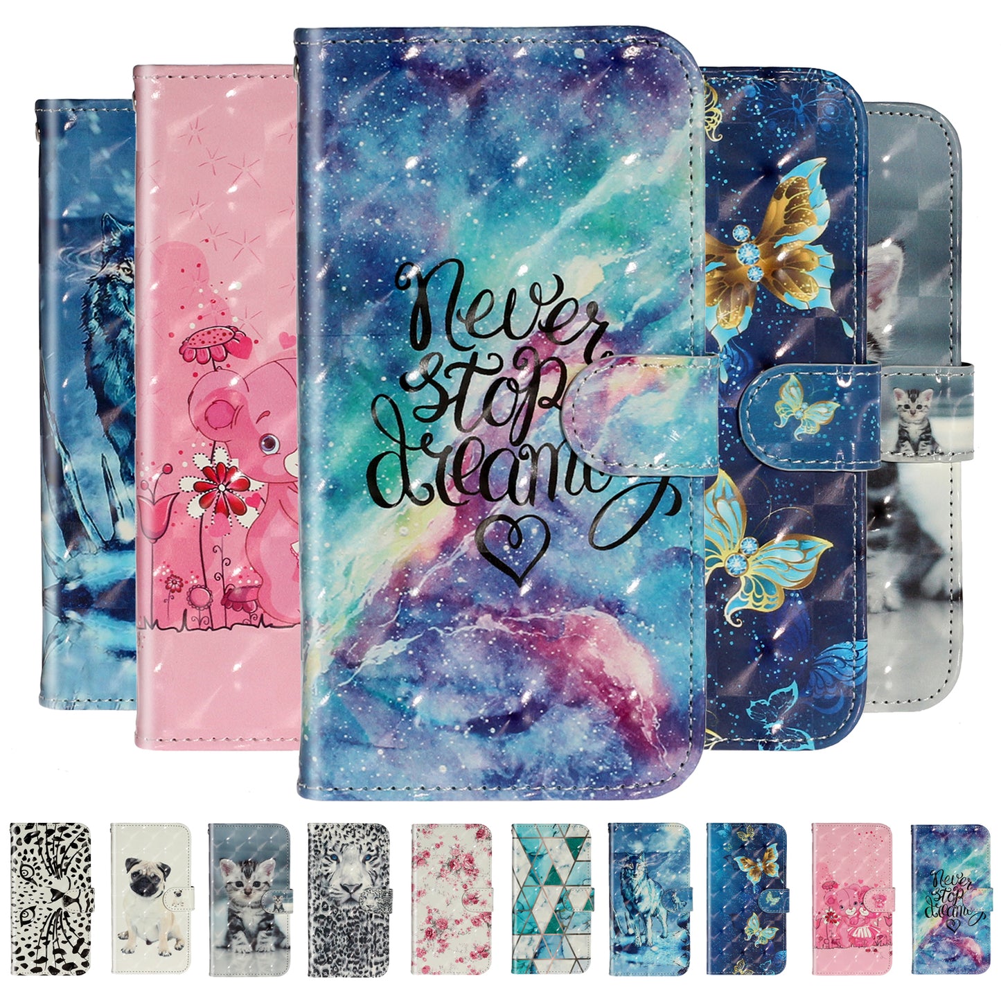 Light Spot Decor Embossed Pattern Leather Wallet Phone Case Shell for Apple iPhone 11 6.1 inch