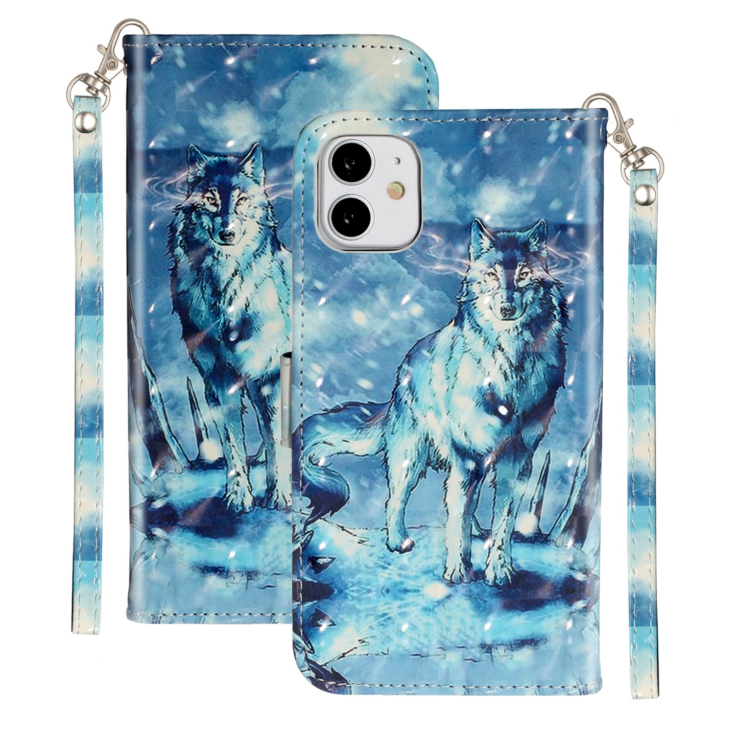 Light Spot Decor Embossed Pattern Leather Wallet Phone Case Shell for Apple iPhone 11 6.1 inch