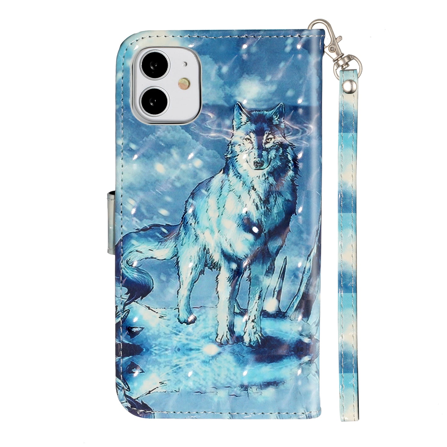 Light Spot Decor Embossed Pattern Leather Wallet Phone Case Shell for Apple iPhone 11 6.1 inch