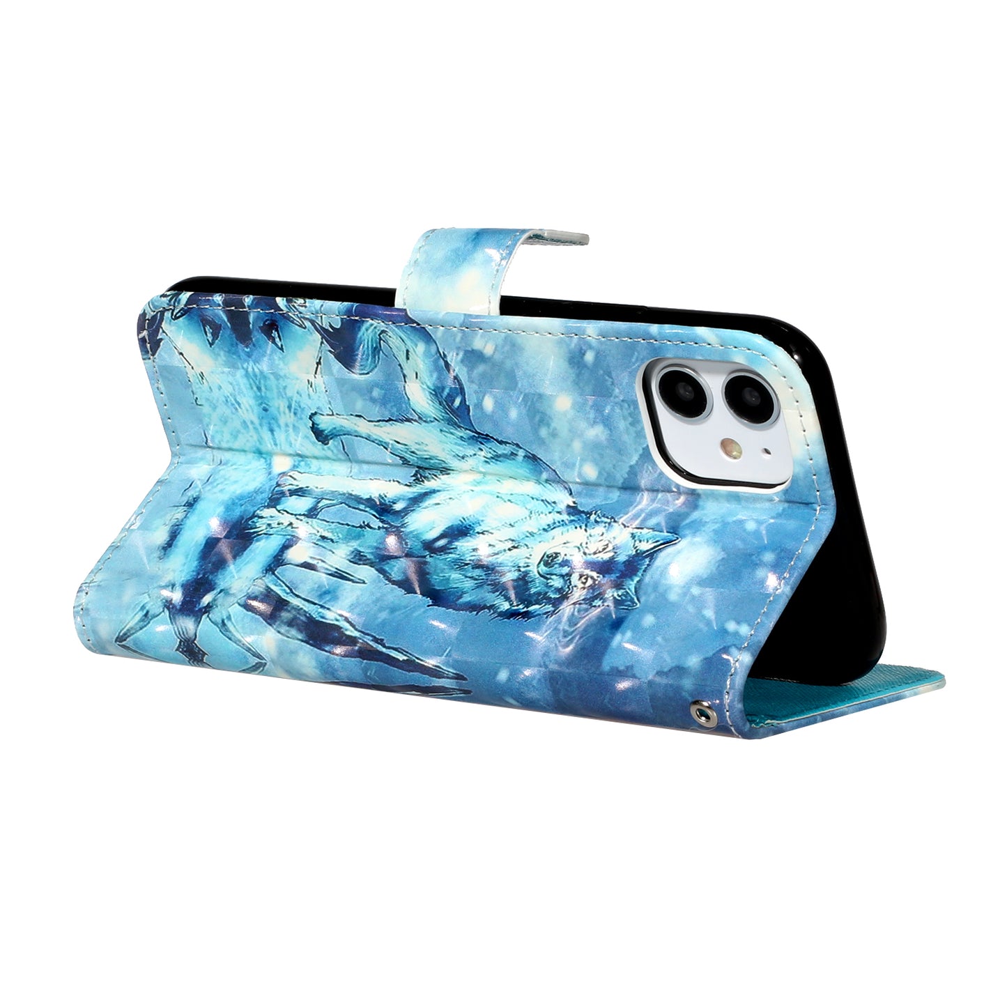 Light Spot Decor Embossed Pattern Leather Wallet Phone Case Shell for Apple iPhone 11 6.1 inch