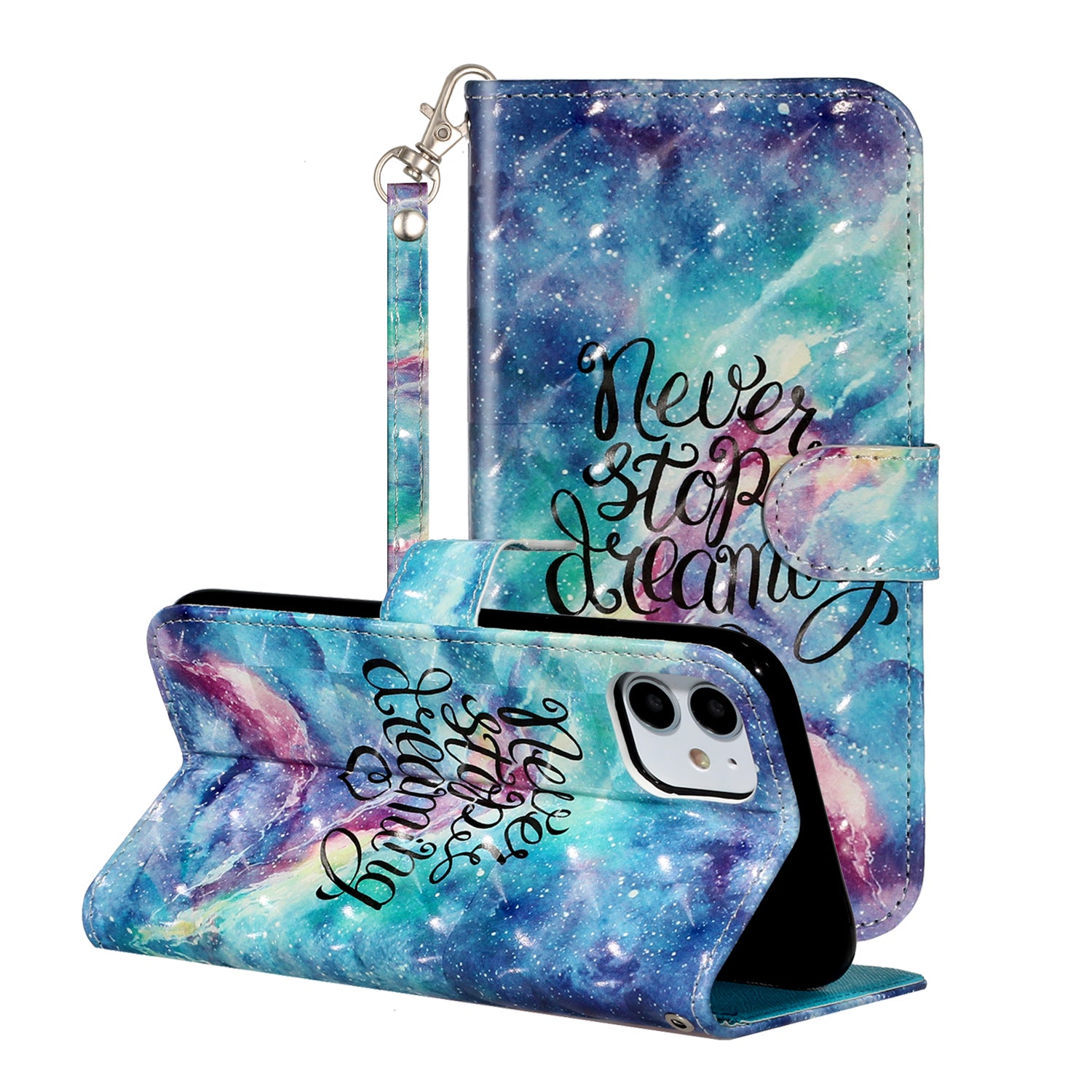 Light Spot Decor Embossed Pattern Leather Wallet Phone Case Shell for Apple iPhone 11 6.1 inch